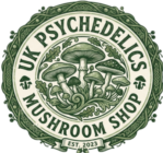 UK PSYCHEDELICS MUSHROOM SHOP LOGO AUTHENTIC